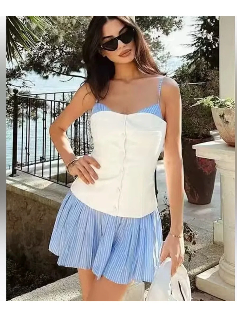 ZARA COMBINATION SHORT POPLIN DRESS